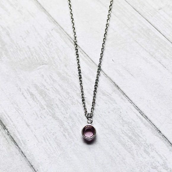 June Swarovski Crystal Necklace, Alexandrite Swarovski Crystal, Handmade - Picture 2 of 5